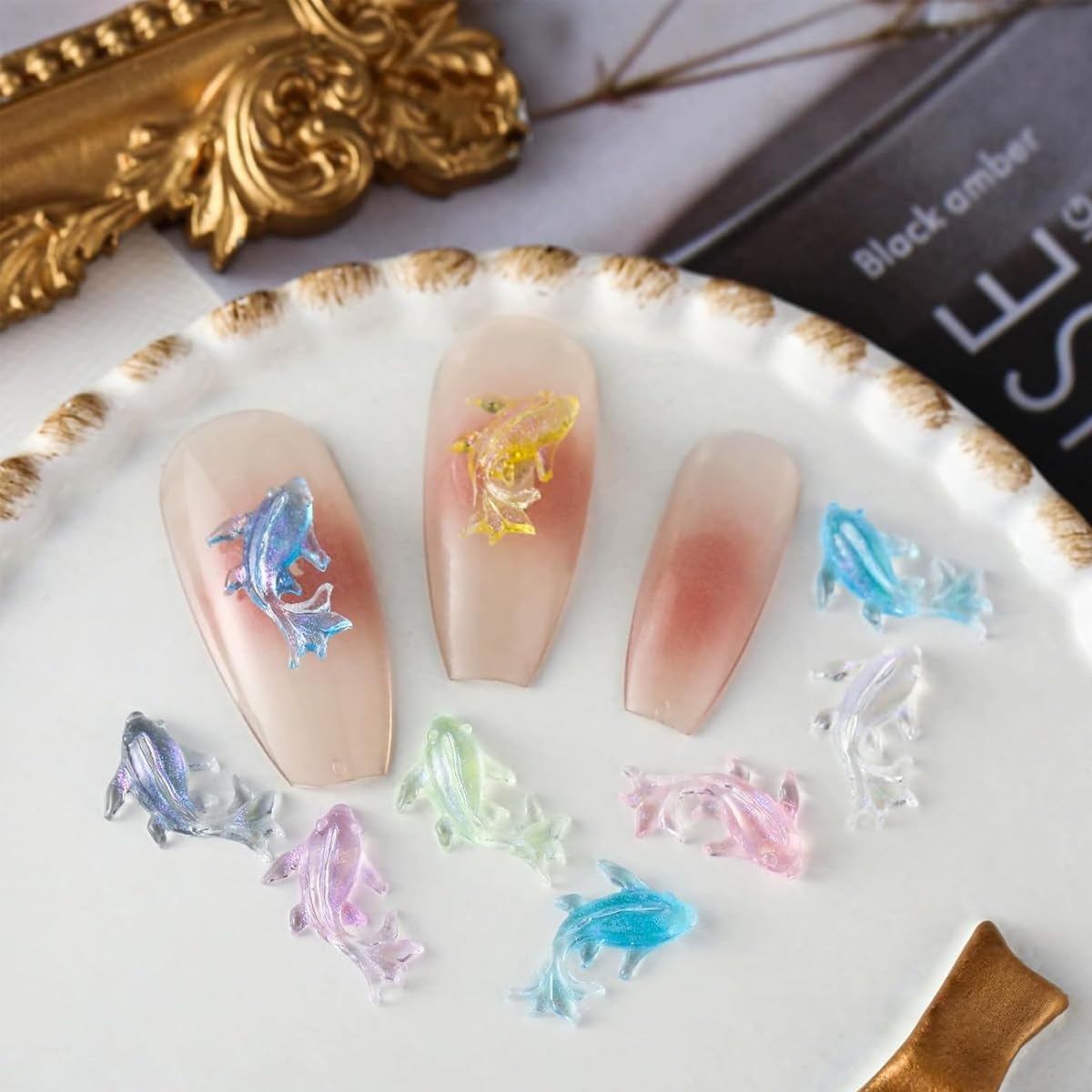 MAYCREATE Nail Resin Charms for Summer Beach DIY Crafts featuring 50PCS 3D Mermaid and Seashell Designs | Multicolor Ocean Theme
