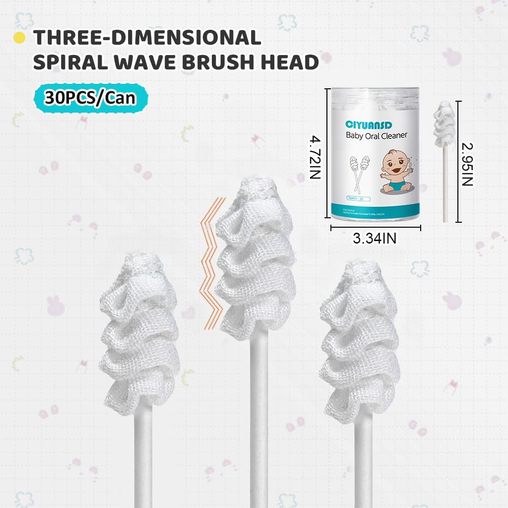 MAYCREATE 30 Count Disposable Oral Cleaning Sponge Swab Stick for Kids Adult Wet Dry Use Medical Sponge Individual Packing Cleaning Sponge Swab for Tooth Cleaning Oral Care