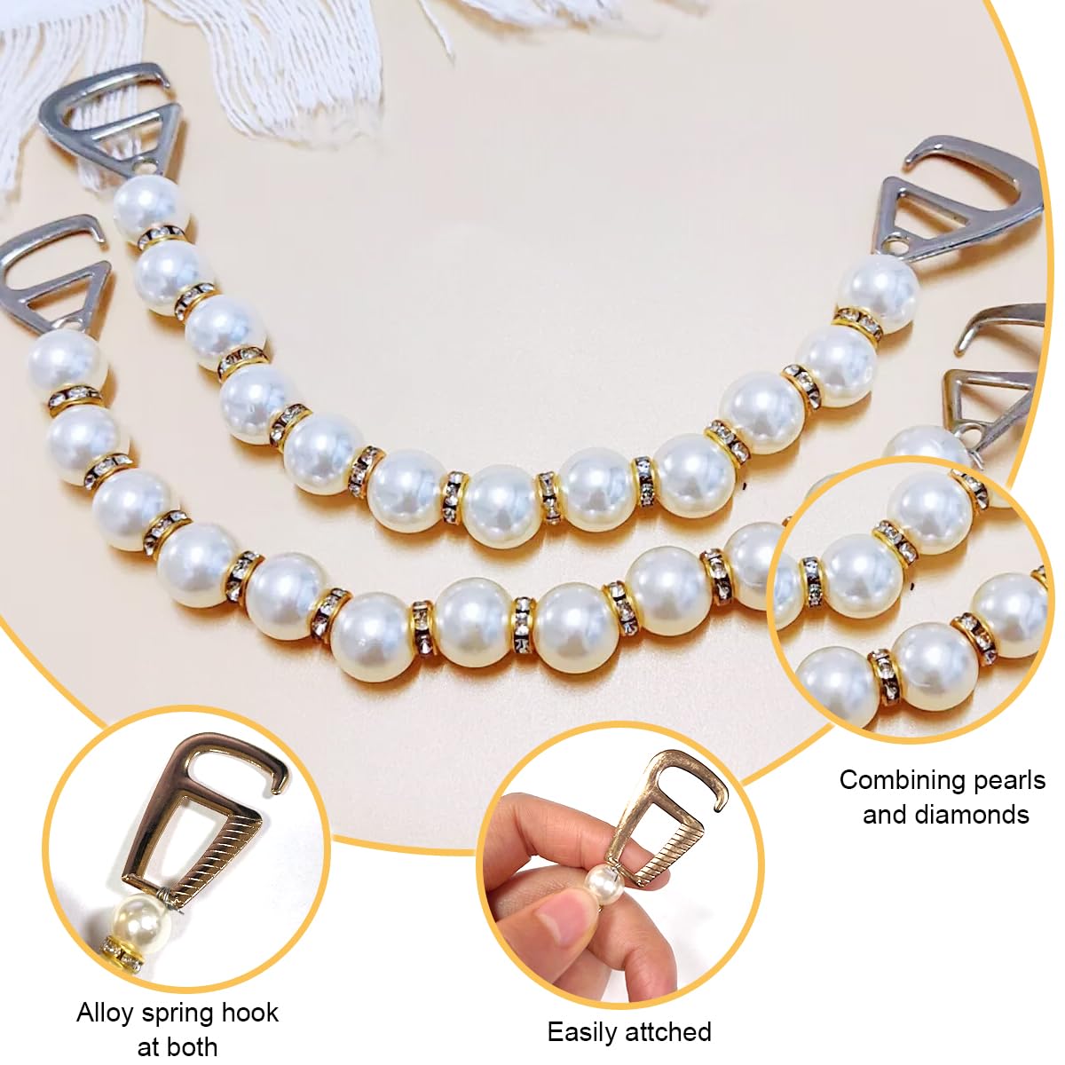 MAYCREATE 14pcs Bling Shoe Charms, Flower Pearl Clog Shoes Accessories, Fashion Crystal Rhinestone Shoes Charms Pearl Chain DIY Sandals Decoration for Women, Party Favors Birthday Gifts