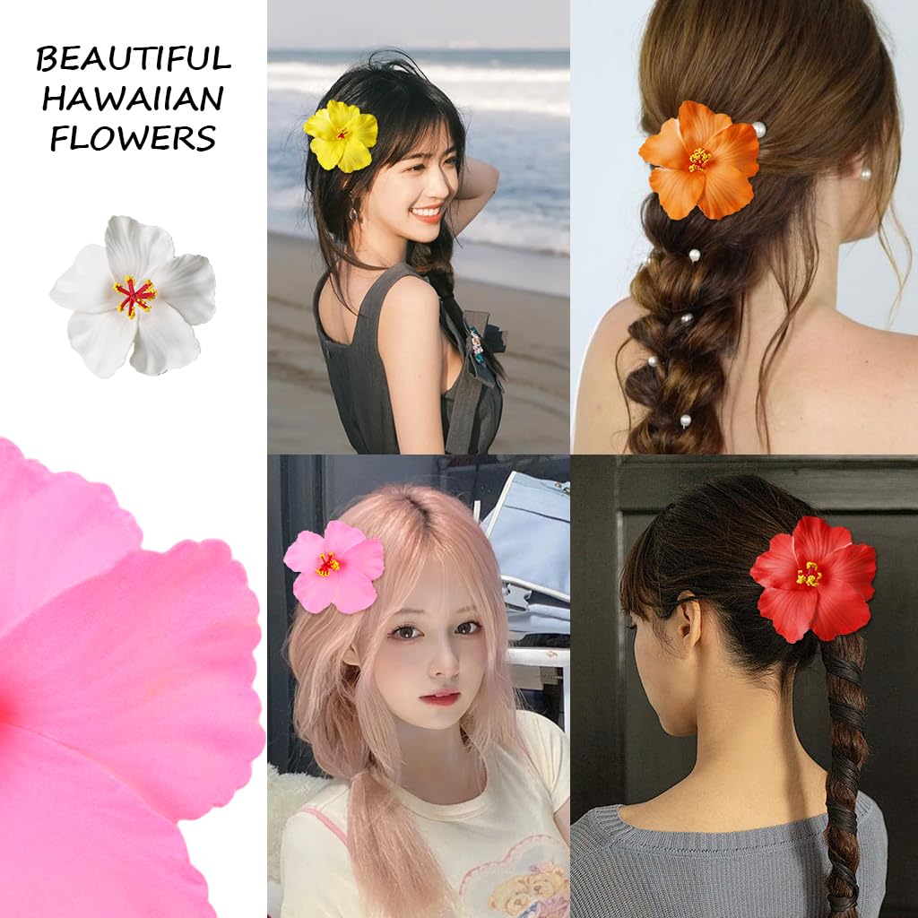 MAYCREATE Flower Hair Clips for Women featuring 5pcs 3.7 in Fabric Blooms | Beach Styling Accessory