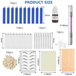 MAYCREATE Microblading Kit for Eyebrow Practice with 3 Needle Types and 210 pcs Tools | Anti Slip Pen and Black Ink for Beginners