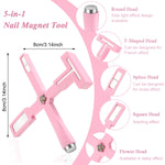 MAYCREATE Nail Magnet Set, Upgraded 5 in 1 Nail Magnet Set for 3D Cat Eye Gel Polish Tools, Magnet Wand for Nails Cat Eye Nail Design Tools Nail Art DIY Accessories, Pink