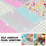 MAYCREATE Pearls Face Gems for Makeup and DIY Crafts with 12 Sheets 2064 pcs | Self Adhesive Acrylic Stickers