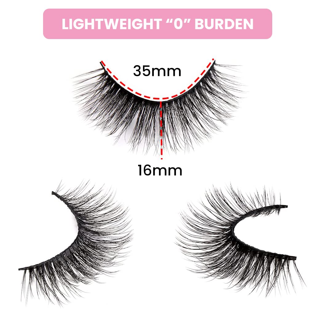 MAYCREATE 1 Pair Self Adhesive Eyelashes, Reusable Adhesive Eyelashes, 3D Mink False Lashes Stable and Easy to Put On, Natural Look and Waterproof Fake Eyelashes for Women, No Glue, Style A