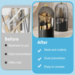 MAYCREATE Makeup Brush Holder for Vanity and Bathroom with 360 Rotating Base | 12.3×27 cm Clear Black Organizer