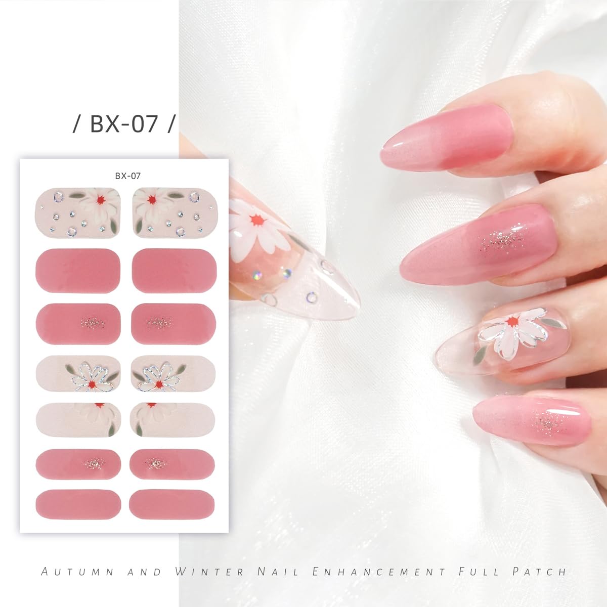 MAYCREATE 5Pcs Full Wrap Nail Stickers Nail Strips with 5 Styles Self-Adhesive Gel Nail Strips Art Decals for Women Girls DIY Nail Decoration (70pcs), Style B