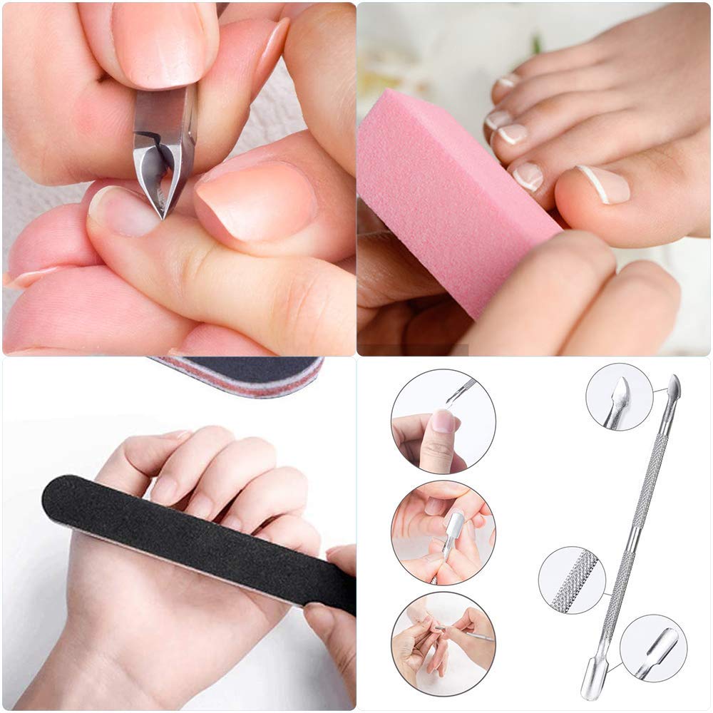 MAYCREATE 10PCS Nail Files, Professional Nail File Set, Curved Fingernail files, 100/180 grit Double-Sided Emery Board Manicure Tools for Home and Salon Use (Blue)