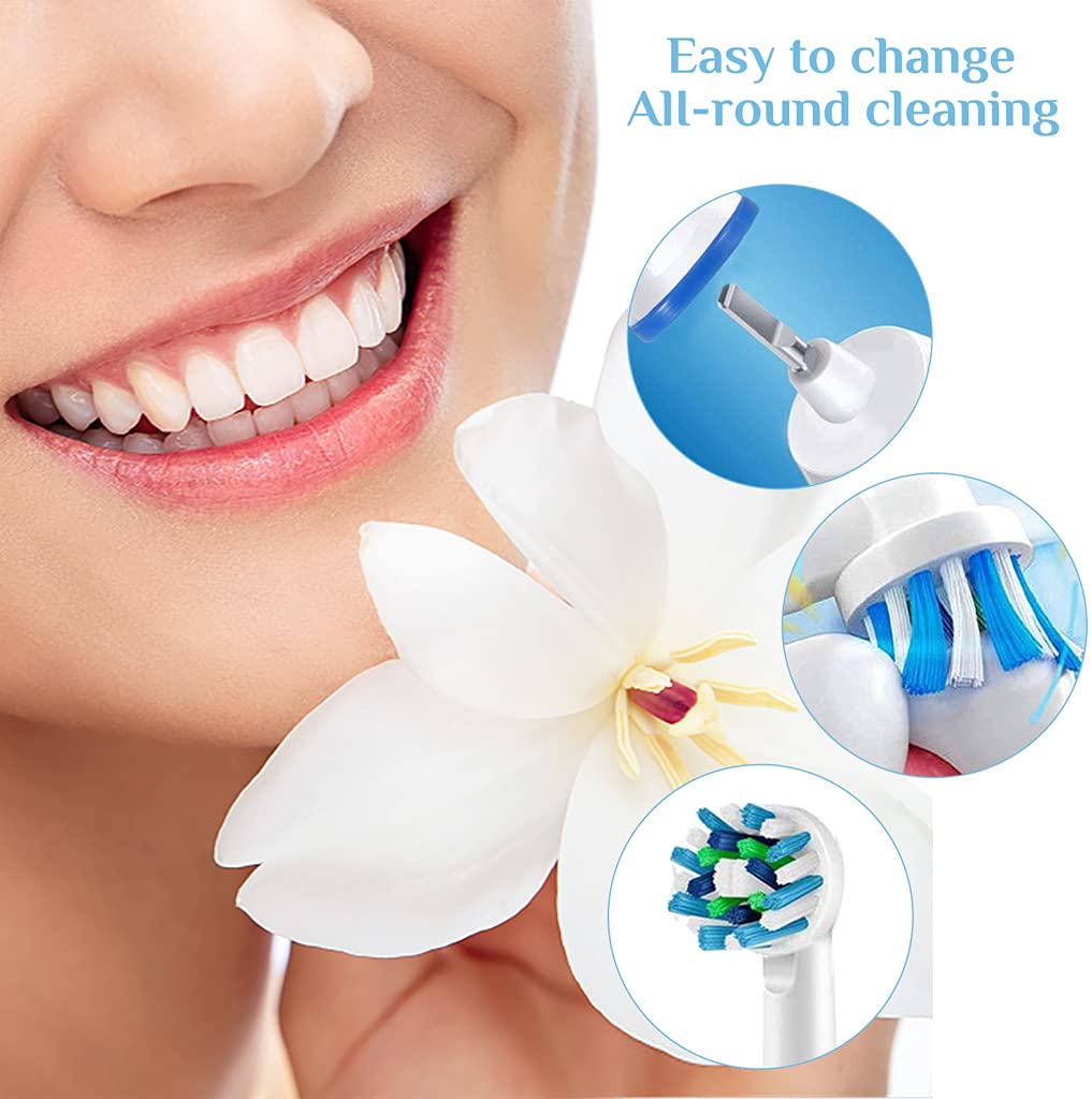 MAYCREATE Replacement Brush Heads for Oral B Electric Toothbrush featuring 16° Cross Action Bristles Pack of 8 | White Nylon