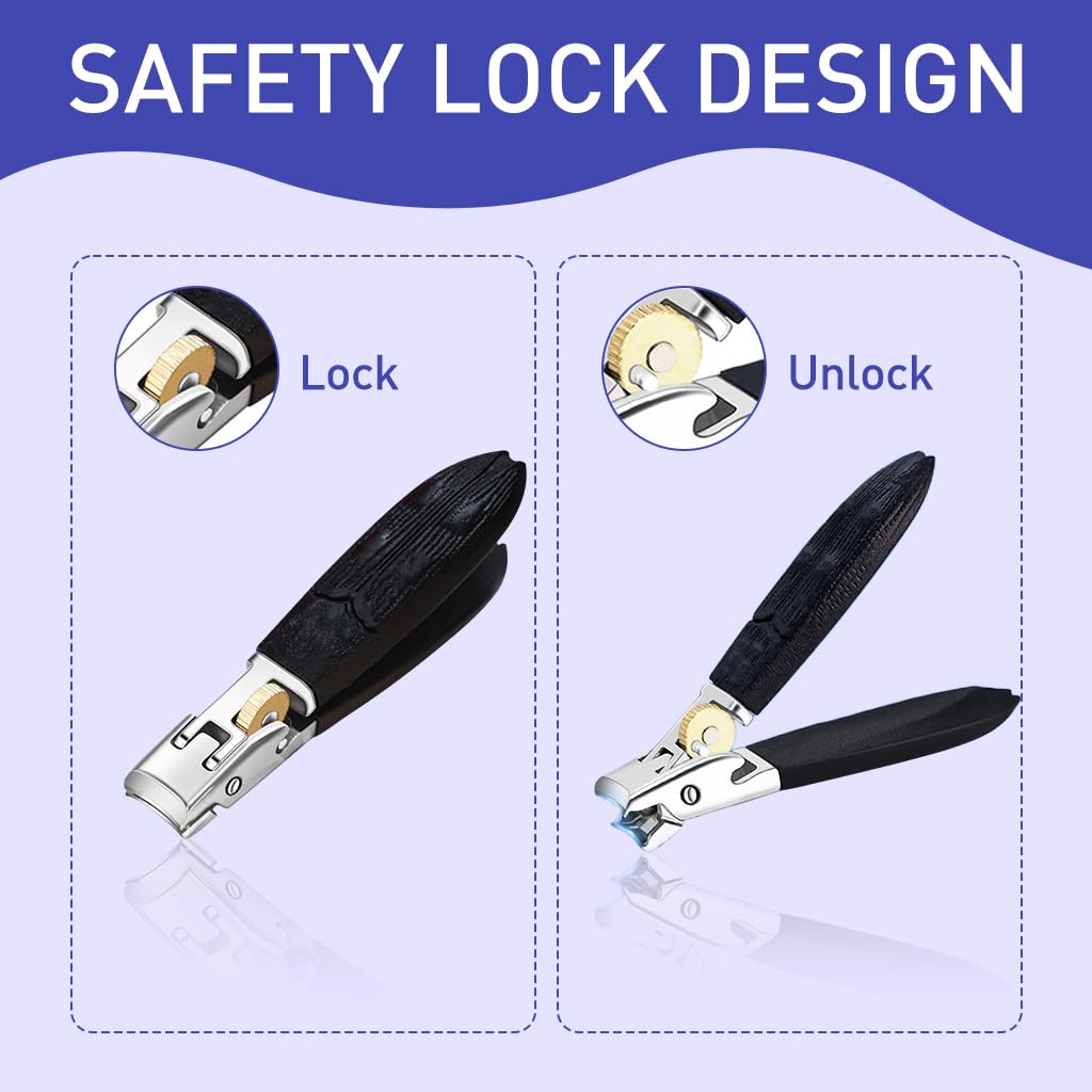MAYCREATE Nail Clipper with 13mm Wide Jaw and Safety Lock Stainless Steel for Adults | Ergonomic Handle