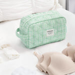 MAYCREATE Cotton Bra Organizer Bag for Travel with 3 Compartments 24x11x15 cm | Green Lingerie Storage