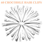 MAYCREATE 60Pcs Styling Hair Clips, Duckbill Long Hair Clips, Silver Metal Duck Billed Hair Clips for Women Styling Sectioning, Pin Curl Clips for Hair, Alligator Roller Clip with Storage Box
