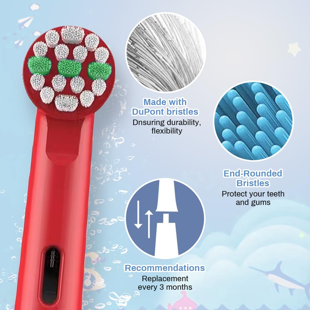 MAYCREATE Kids Toothbrush Heads 4 Pack Compatible with Oral B Electric Models | Colorful Design for Children