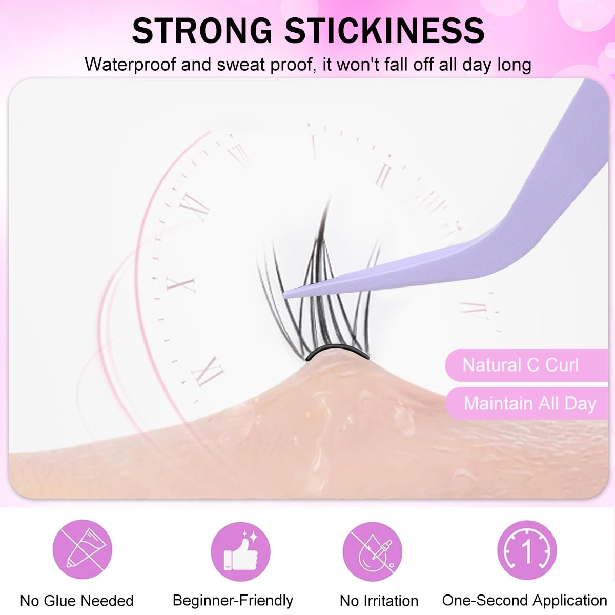 MAYCREATE False Eyelashes for Women with Self Adhesive Reusable Design and 5 Pairs Kit