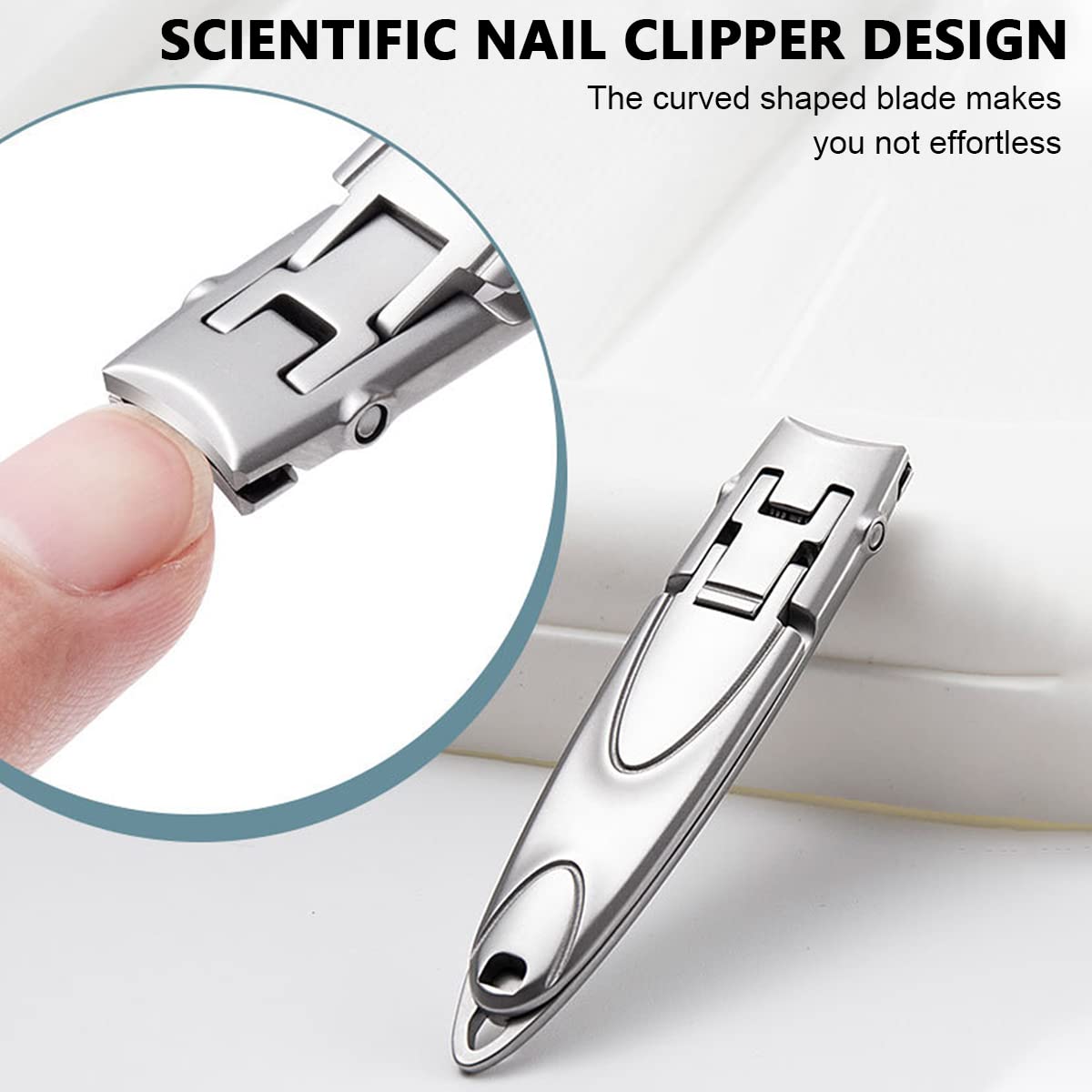 MAYCREATE Nail Cutter for Men with 6.2×1.4 cm Wide Jaw Opening and Anti Splash Lock | Stainless Steel Foldable Travel Trimmer