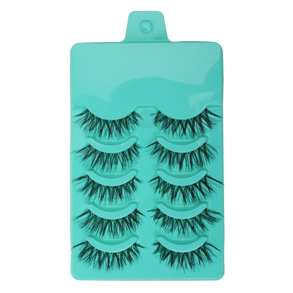 MAYCREATE 5 Pairs Beauty Makeup Handmade Messy Cross Style False Eyelashes Green