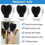 MAYCREATE Makeup Brush Cover Set 3 Sizes for Travel Use with Heart Shaped Silicone Design
