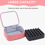 MAYCREATE Nail Polish Bag Organizer for Travel and Storage with 30 Slots and Detachable Partition | Pink Cosmetic Case for Women