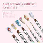 MAYCREATE Nail Art Brush Set for DIY and Salon Use with 6 Pieces & 2‑in‑1 Dotting Tool