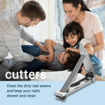 MAYCREATE Nail Clippers for Travel with 1.2×5.2 cm Foldable Design and Leather Cover | Stainless Steel Cutter with Built in Nail File