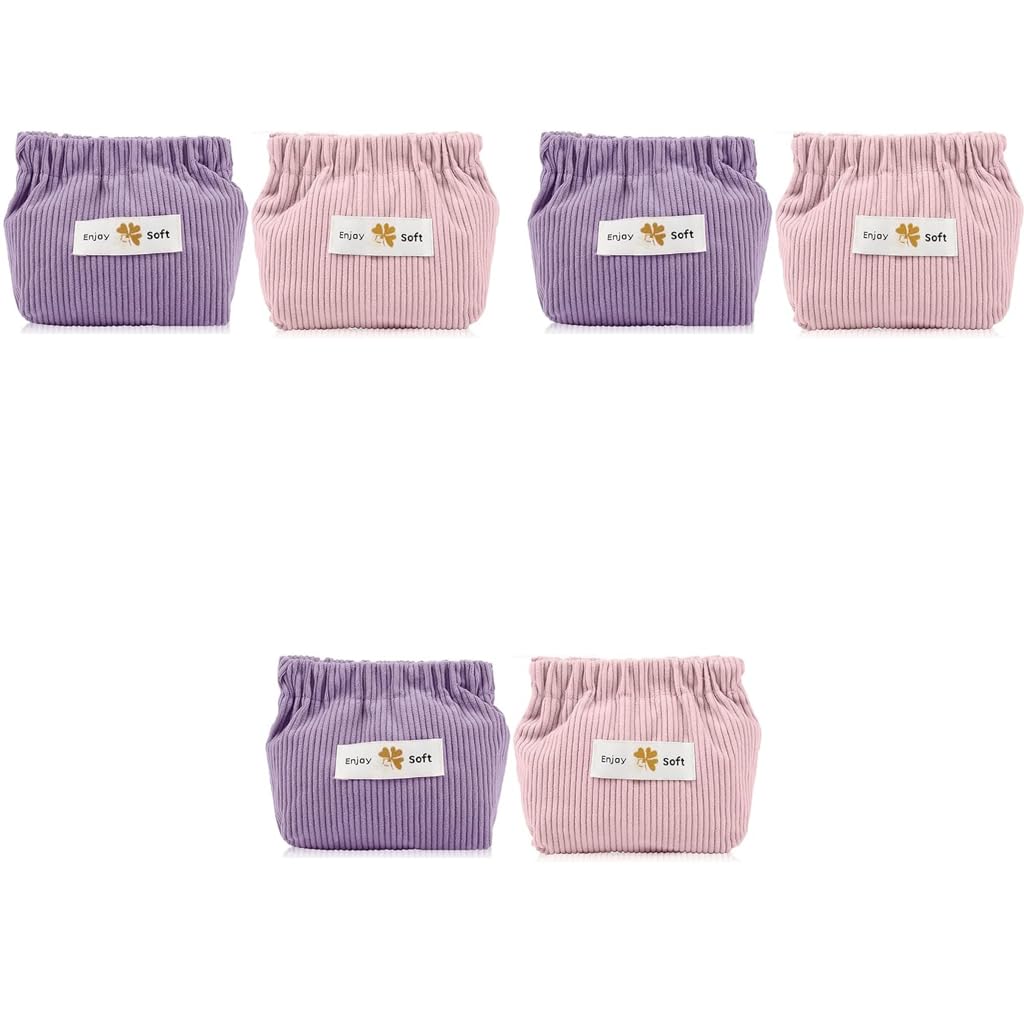 MAYCREATE Small Makeup Pouch Set for Travel and Daily Use with Self Closing Design 14x12cm | Pink Purple Organizer for Women