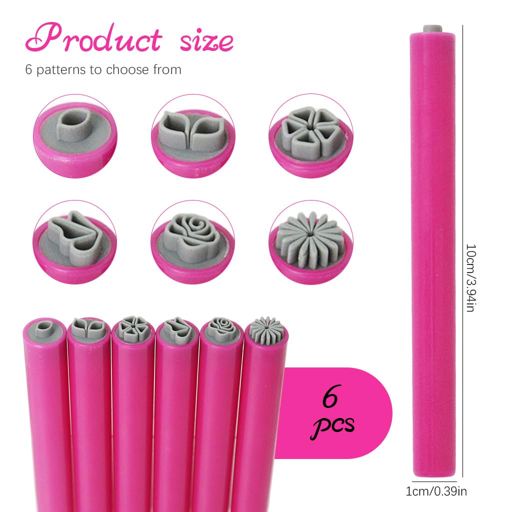 MAYCREATE Nail Art Stamps for DIY Floral Designs featuring 6pcs Set with Plastic Reusable Tools