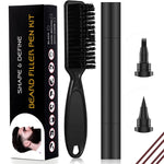 MAYCREATE Beard Pencil Filler Barber Styling Pen with 2 Pen Nibs, 1 Brush, Waterproof Proof Beard Pencil Filler, Sweat Proof Natural Shaping Up for Beard, Moustache & Eyebrows,Black