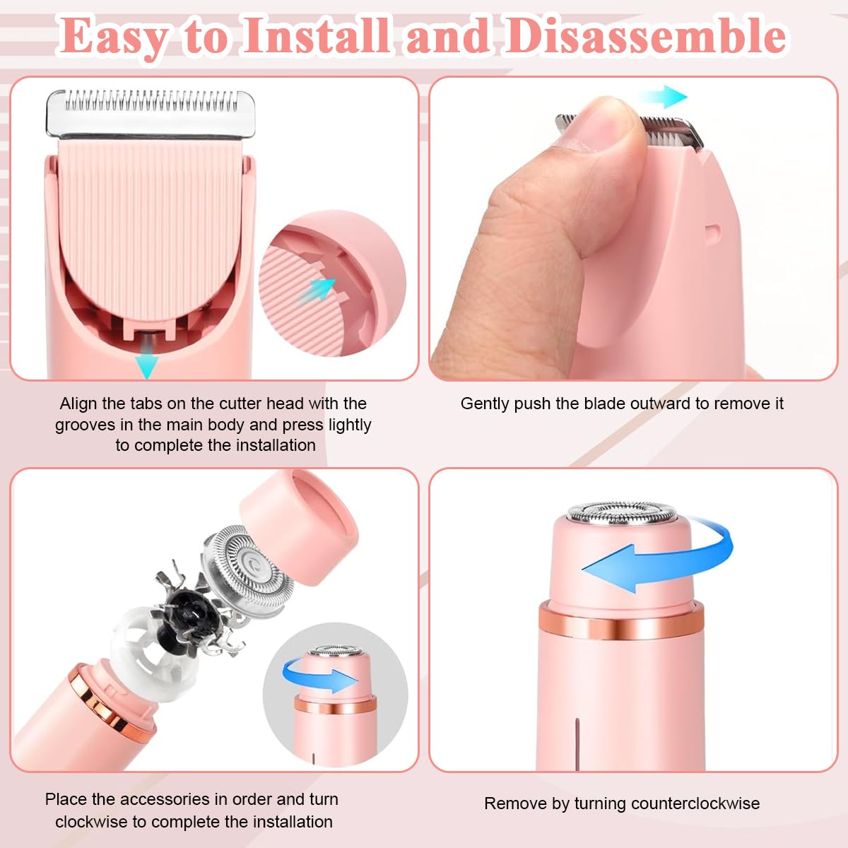 MAYCREATE Electric Shaver for Women 2 In 1 Dual Head Electric Razor USB Cordless Hair Trimmer Shaver IPX7 Waterproof Wet & Dry Use Painless Bikini Trimmer for Bikini Lines, Face Hair, Legs, Under Arm