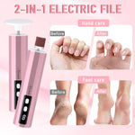 MAYCREATE Electric Foot Callus Remover for Pedicure with 9 Speed Control & 30PCS Sandpaper | Rechargeable Cordless Dual Head Nail File