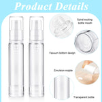 MAYCREATE 4Pcs 10ml Vacuum Travel Bottles for Toiletries, Mini Refill Airless Pump Bottle Lotion Bottle, Clear 2 Liquid Spray Bottles & 2 Cream Bottles Combo Set for Makeup Foundation Toiletries