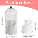 MAYCREATE Makeup Brush Holder for Vanity with 360° Rotatable 3 Grid Design | Clear Lid 12.2×27 cm Plastic Organizer