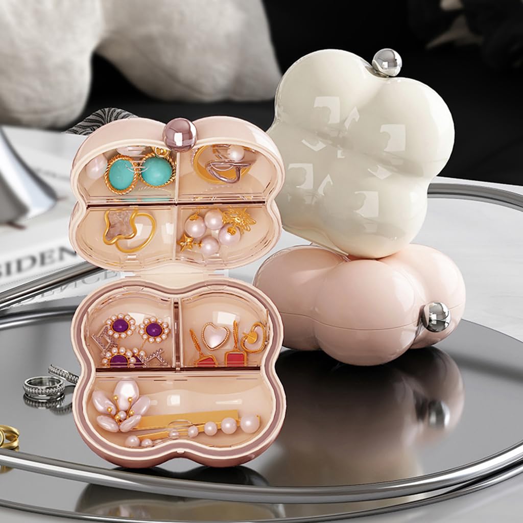 MAYCREATE 1Pc Mini Jewelry Travel Case for Women, Clouded Shaped Earring Box, Trinket Boxes, Portable Small Earrings Box Rings Storage Box for Women Girl Men Small Necklace Rings Earrings, Pink