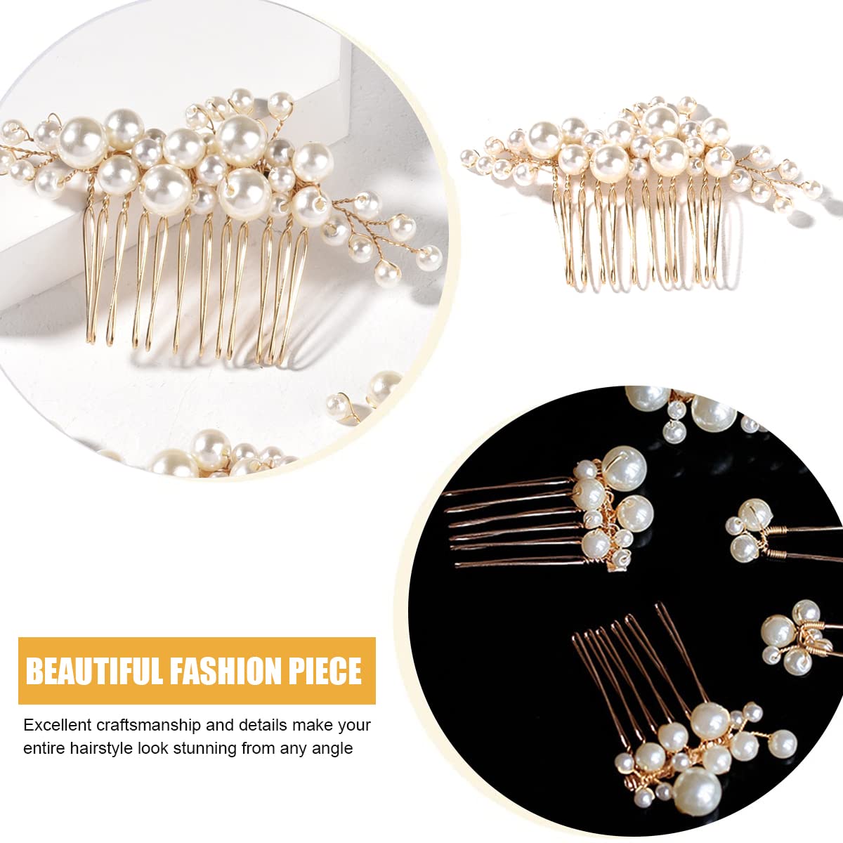 MAYCREATE 5Pcs Bridal Hair Accessories for Women,Stylish Hair Comb Clips Hair Pins for Women and Girls,party Bridesmaid Faux Pearl Hair Bun Pins Hair Jewellery