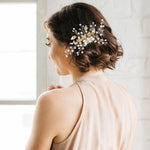 MAYCREATE Bridal Hair Comb for Wedding Hairstyles with 5.5 in Design featuring Crystal Pearl Gold Leaf | Elegant Accessory for Women and Girls