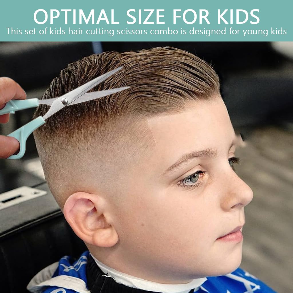 MAYCREATE Kids Hair Cutting Scissors Kit Thinning Shears and Comb Set Stainless Steel Scissors Hair Dressing Scissors Barber Kit Straight Shears Teeth Scissors Thinning Shears Tools