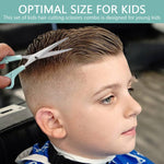 MAYCREATE Kids Hair Cutting Scissors Kit with 6.6 in Stainless Steel Shears and Comb | Safe Grip Design for Home Hair Trimming