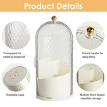 MAYCREATE Makeup Brush Holder for Vanity with 360 Rotating Base and 3 Compartments | White