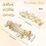 MAYCREATE Floral Hair Clips Set for Women with Opal Embellishment and Metal Barrettes | 3Pcs