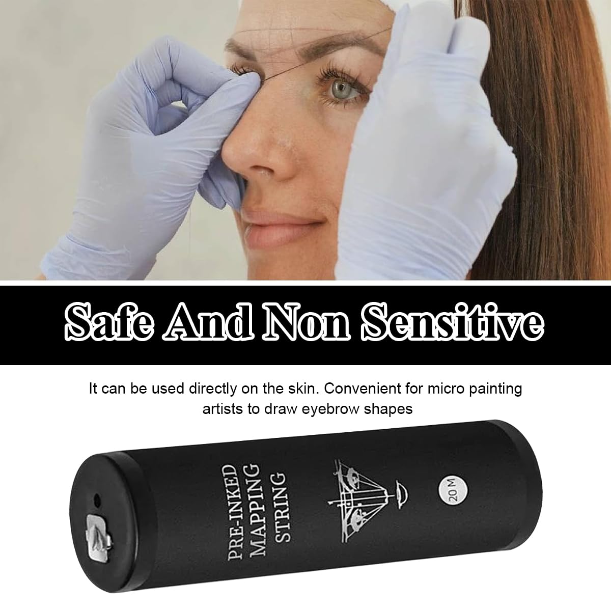 MAYCREATE 20 Meters Mapping String Eyebrow Tattoo Pre-Coated Ink Mapping String for Microblading Eyebrow Mapping Eyebrow Tattoo, Mapping Tool for Symmetrical Eyebrow