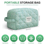 MAYCREATE Cotton Bra Organizer Bag for Travel with 3 Compartments 24x11x15 cm | Green Lingerie Storage