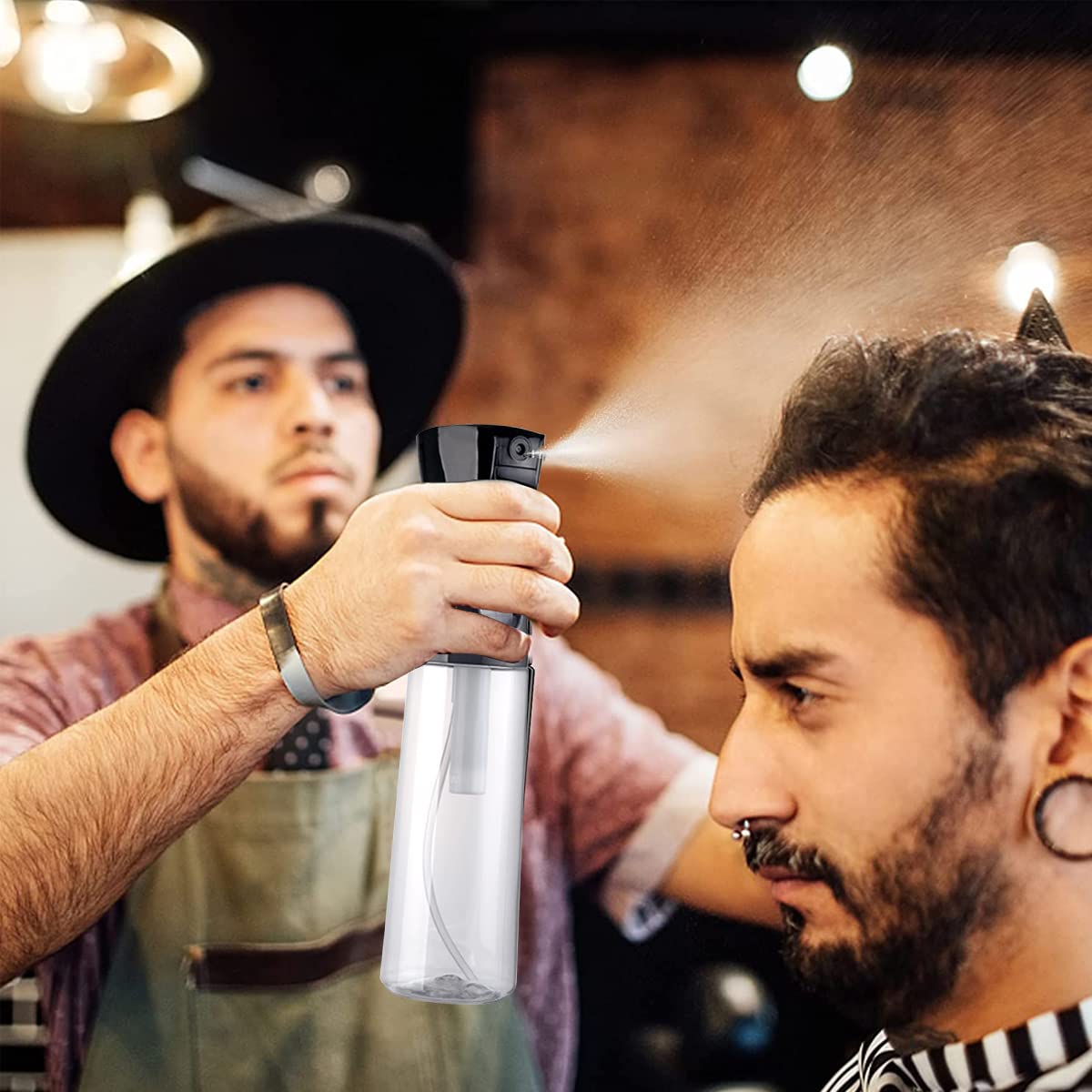 MAYCREATE 300ml Refillable Spray Bottles, Empty Plastic Mist Water Spray Bottle for Hair, Portable Skin Moisturizing Spray Bottle for Alcohol, Cleanser Dispenser(Black)