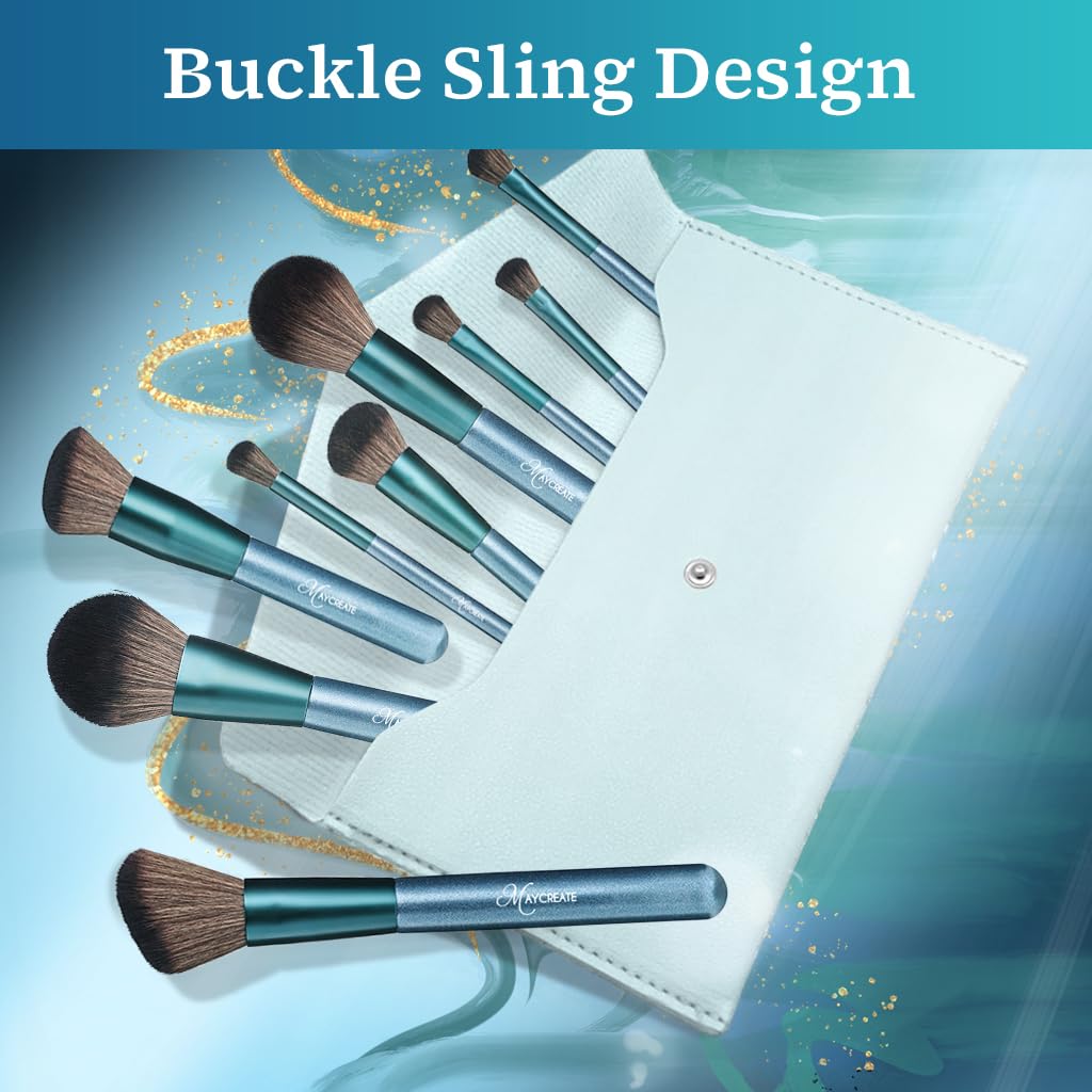 MAYCREATE Makeup Brush Set for Beginners and Artists with 14 Pcs & Wooden Handles | Soft Synthetic Bristles