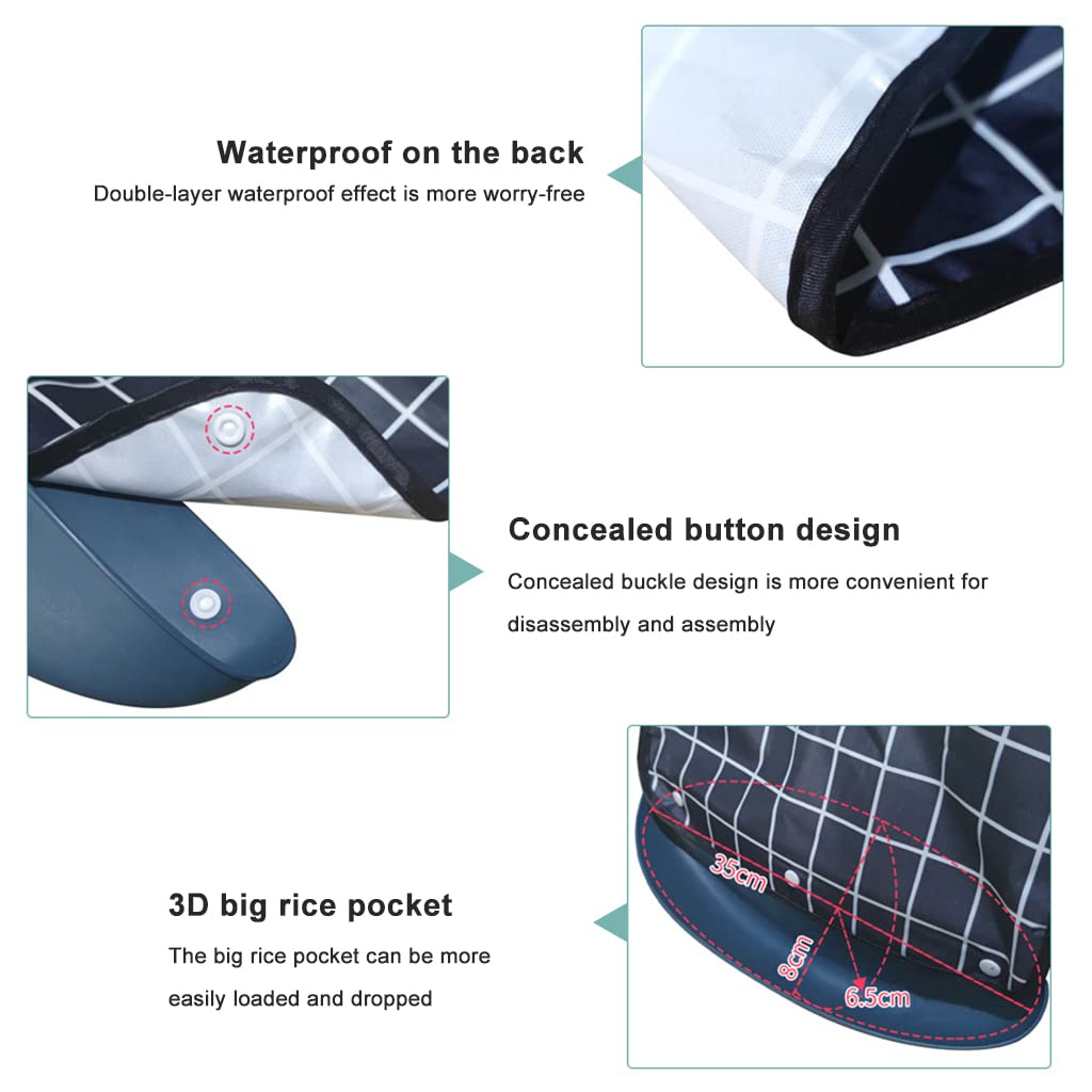 MAYCREATE Waterproof Adjustable and Washable Dining Short Style with Leakproof Pocket Adult Bibs for Elderly Seniors and Disabled Men & Women Eating Cloth (Light Blue)