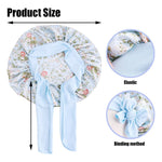 MAYCREATE 2pcs Kids Silk Bonnet for Hair, Baby Cap Floral Print Satin Hair Bonnet, Elastic Band Soft Silk Hair Cap for Sleeping, Night Hat Shower Cap for Toddlers Child Baby 2-8 Years Old Gift