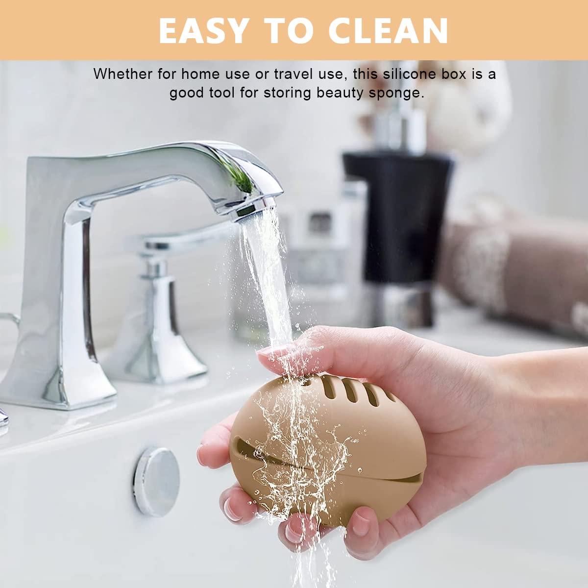 MAYCREATE Makeup Sponge Holder for Travel with Double-Sided Vents 5.9×7cm Silicone Case