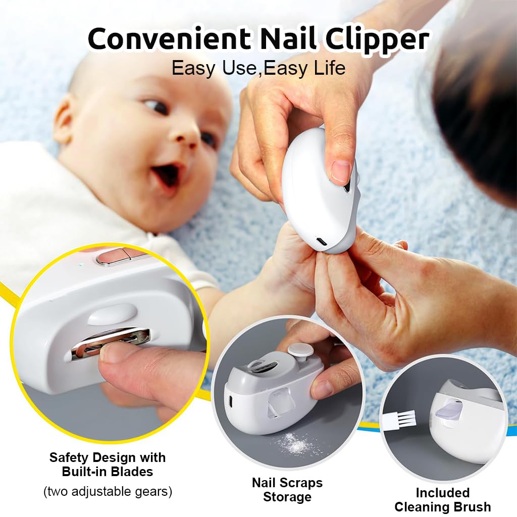 MAYCREATE Electric Nail Clipper with LED and 2 Speeds featuring USB Rechargeable 500mAh Battery