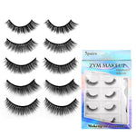 MAYCREATE 5 Pairs Self Adhesive Eyelashes, Reusable Adhesive Eyelashes, No Glue Eyelashes, Waterproof False Lashes Natural with Eyelash Tweezer for Women Makeup Gift Purple