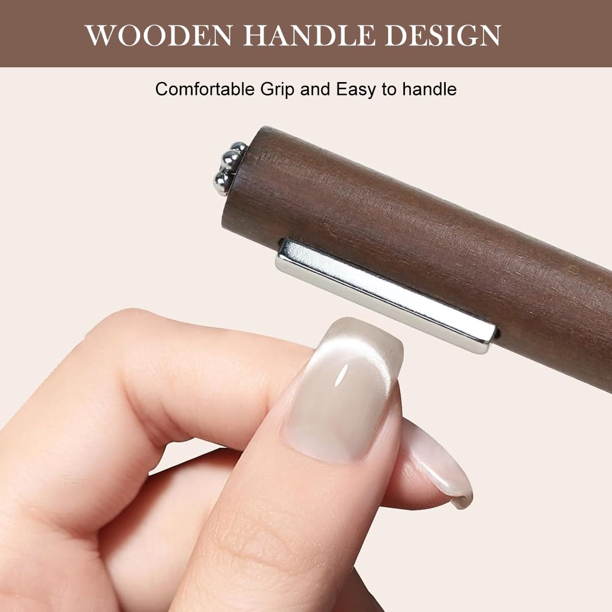 MAYCREATE Magnetic Nail Polish Pen for Cat Eye Gel featuring Dual-End 3-in-1 Magnet | Ergonomic Wooden Handle