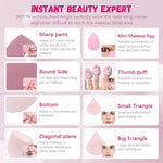 MAYCREATE Makeup Sponge Set for Foundation and Powder Blending featuring Triangular Puff | 14 Pcs Pink Tools for Women