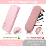 MAYCREATE Makeup Brush Holder for Travel with Zippered Silicone Pouch 8.9x4 in | Pink