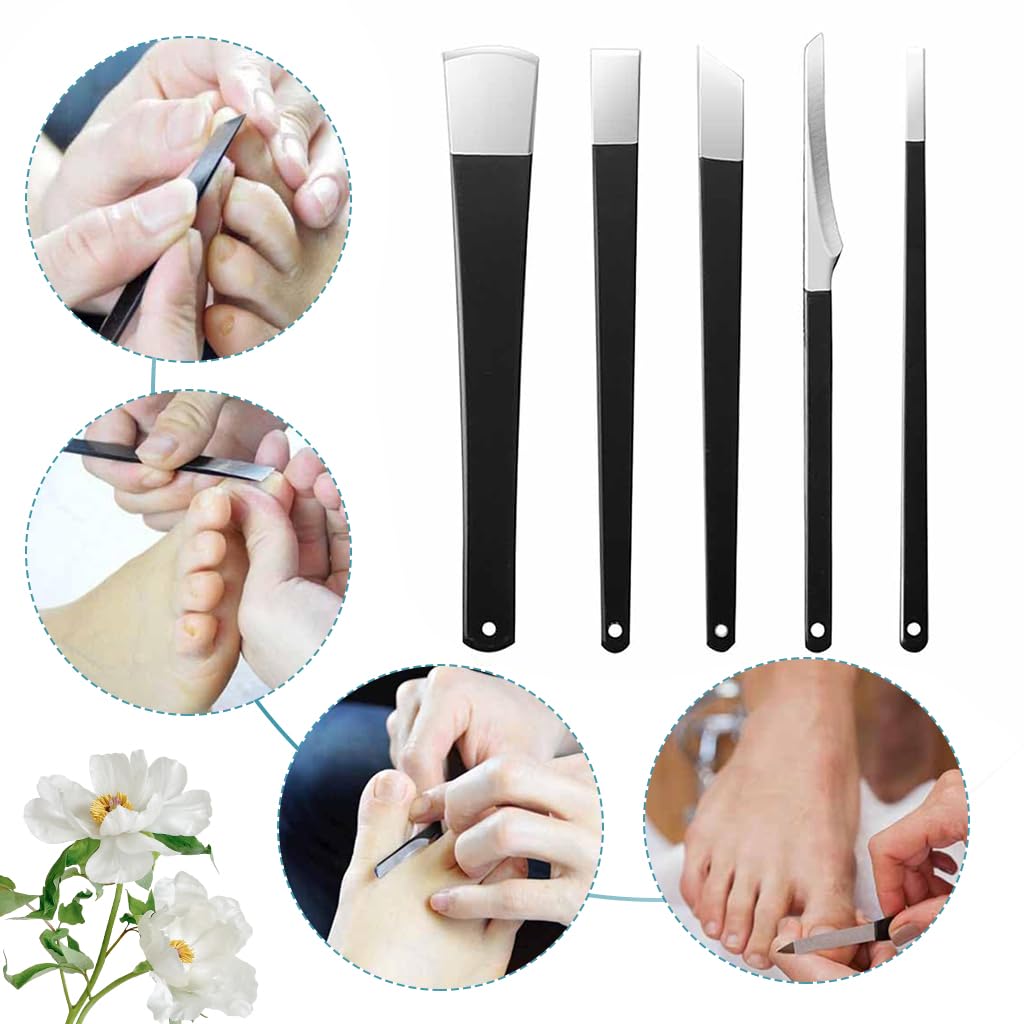 MAYCREATE 5Pcs Pedicure Tool Kit with Case Cuticle Scrapers Tool Pedicure Shavers Cuticle Callus Shavers Remove Dead Skin Stainless Steel Foot Care Tools